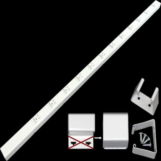 48 Hardwired Power Strip (NO Power Cord), 12 Tamper Resistant Outlets, NO Ears (Without Mountint Tabs on Both Ends), 15A (NOT a 20Amp Unit), White