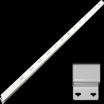 48 Hardwired Power Strip (NO Power Cord), 12 Vertical Outlets (NOT Tamper Resistant), with Ears (with mounting tabs on Both Ends), 15A (NOT a 20 Amp Unit), with USB, White