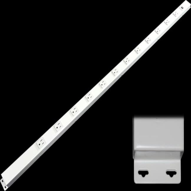 48 Hardwired Power Strip (NO Power Cord), 12 Vertical Outlets (NOT Tamper Resistant), with Ears (with mounting tabs on Both Ends), 15A (NOT a 20 Amp Unit), with USB, White