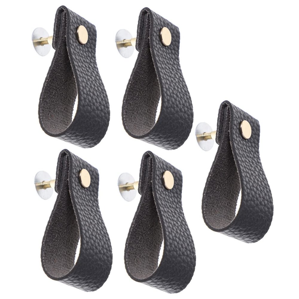 Homoyoyo 5pcs Pu Leather Dresser Knobs Cabinet Pulls for Wardrobes Wine Cabinets and Bookcases Decorative Handles Easy to Install and Replace Old Hardware