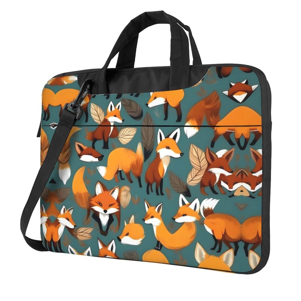 15.6-Inch Laptop Computer And Tablet Shoulder Bag Carrying Case,Business Casual,Many Foxes Print Print