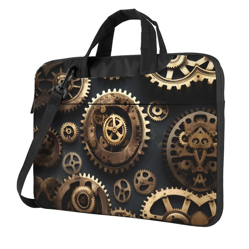 15.6-Inch Laptop Computer And Tablet Shoulder Bag Carrying Case,Business Casual,Steampunk Gears Print