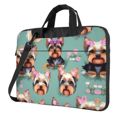 15.6-Inch Laptop Computer And Tablet Shoulder Bag Carrying Case,Business Casual,Yorkie Floral Print