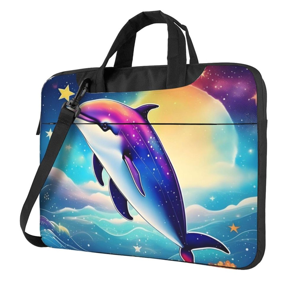 15.6-Inch Laptop Computer And Tablet Shoulder Bag Carrying Case,Business Casual,Colorful Starry Sky Ocean Dolphin Print