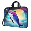 15.6-Inch Laptop Computer And Tablet Shoulder Bag Carrying Case,Business Casual,Colorful Starry Sky Ocean Dolphin Print view 1