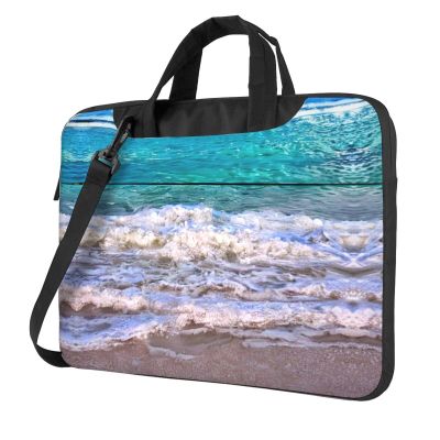 15.6-Inch Laptop Computer And Tablet Shoulder Bag Carrying Case,Business Casual,White Beach Tropical Sea Print