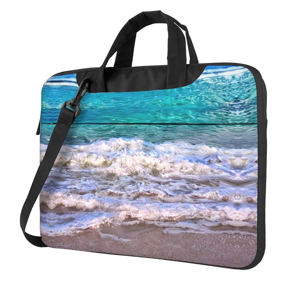 15.6-Inch Laptop Computer And Tablet Shoulder Bag Carrying Case,Business Casual,White Beach Tropical Sea Print