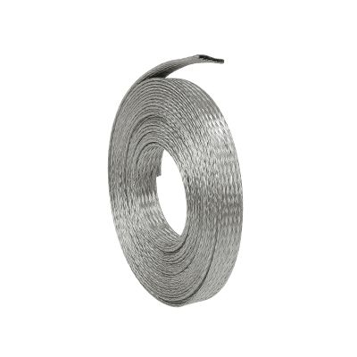 FOURUB Tinned Copper Wire Shielding Sleeving Cable Shielding Wire Loom Flat Metal Braid Ground Strap Shield Wire Sheathing (Silver, 1/2"-16ft)