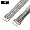 FOURUB Tinned Copper Wire Shielding Sleeving Cable Shielding Wire Loom Flat Metal Braid Ground Strap Shield Wire Sheathing (Silver, 1/2"-16ft) view 2