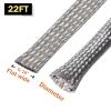 FOURUB Flat Tinned Copper Wires Shielding Sleeving,Wire Cable Braided Sleeve Shield Metal Ground Straps EMI/RFI Mesh Protect (Silver, 5/16"-22ft) view 2
