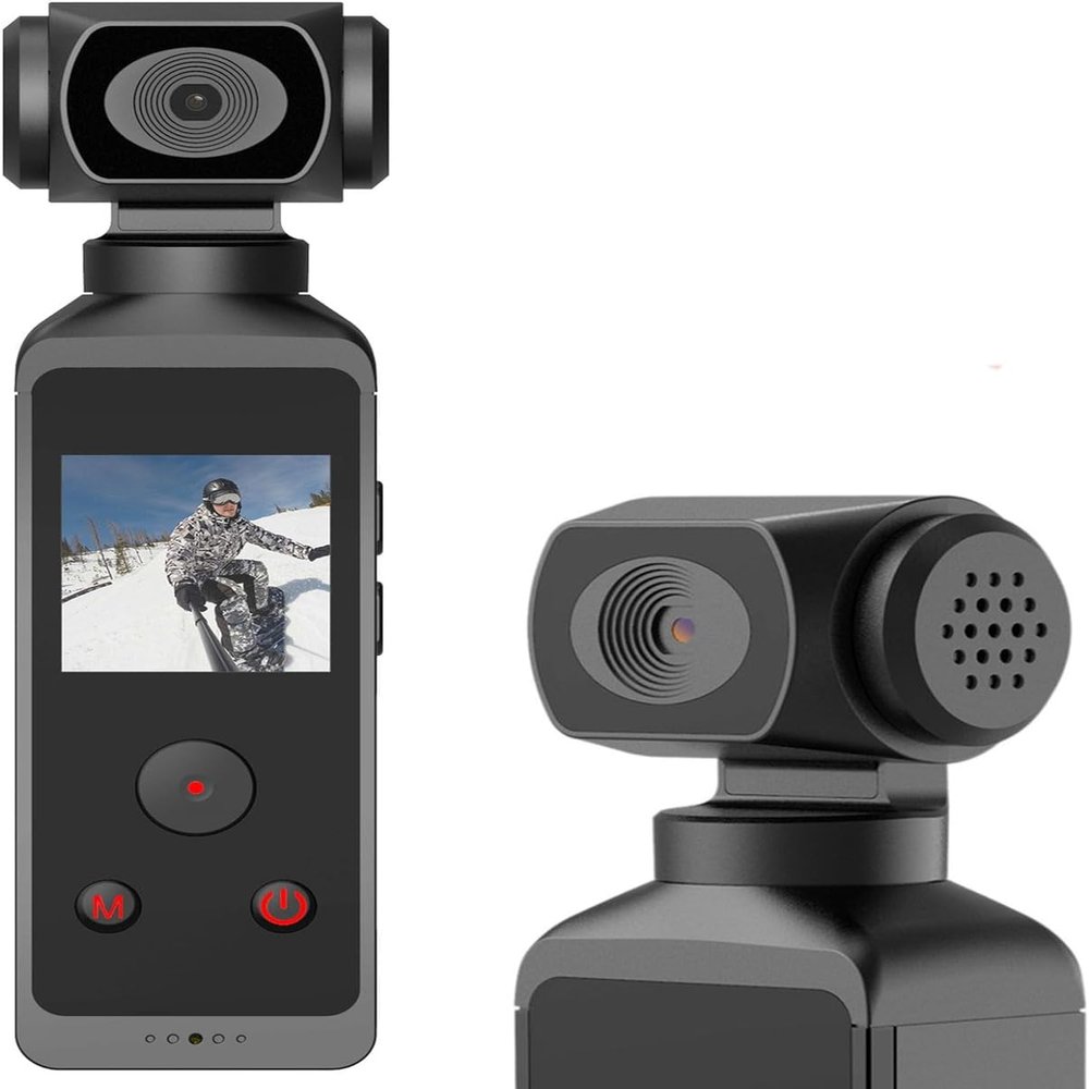 WIKINK Sports Pocket Camera, 4K30FPS Action Camera, 3-axis Handheld Gimbal Stabiliser, 270 Rotating Lens, 1080p Hd Video, 2.5 Microphone External Connector