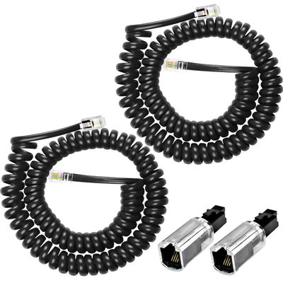MEIRIYFA RJ9 Telephone Cord Phone Cord for Landline Detangler Desk Phone Handset Coiled Cable, 4P4C Male to Male Cable with 360 Degree Phone Line Anti-Tangler -2 Pack(9.8FT)