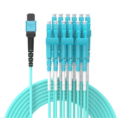 Buacoz 10 Meters OM3 12 Cores MPO-LC Connector Optical Fiber Patch Cord 50/125 Multimode Jumper Female to Female Type B OM3 40G/100G 32ft