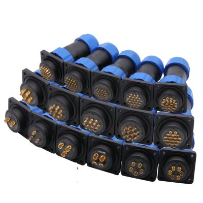 10Sets/lot SP/SD28 Aviation Plug Socket Male+Female 28MM 2/3/4/5/6/7/9/10/12/14-26Pin 4Hole Square Panel Mount (Color : SD28-22P, Size : Square)