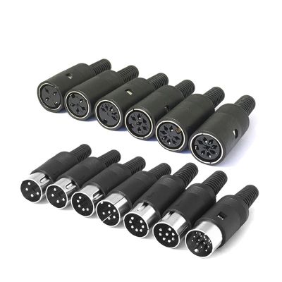 10PCS DIN Connector Male/Female DIN Plug Jack Socket Connector 3/4/5/6/7/8/13 PIN Chassis Cable Mount with Plastic Handle (Color : 8P, Size : Male Insert)