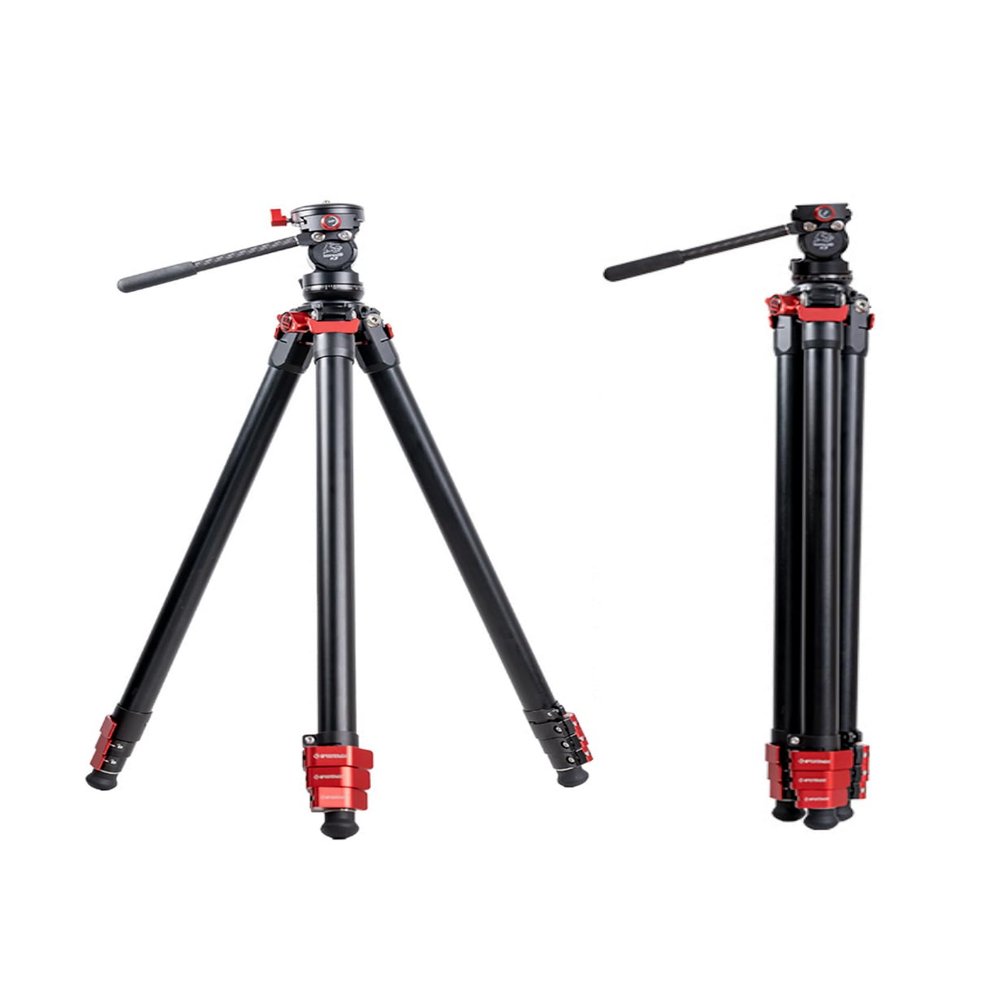 IFOOTAGE Travel Tripod TA3B with K3 Fluid Head, Professional Travel Video Tripod Kit for Canon Nikon Sony Olympus Panasonic DSLR Camera