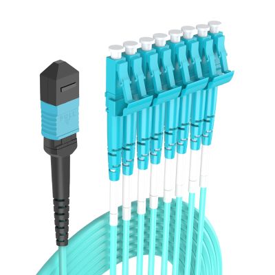 Buacoz 5 Meters OM3 8 Cores MPO-LC Connector Optical Fiber Patch Cord 50/125 Multimode Jumper Female to Female Type B OM3 40G/100G 16.4ft