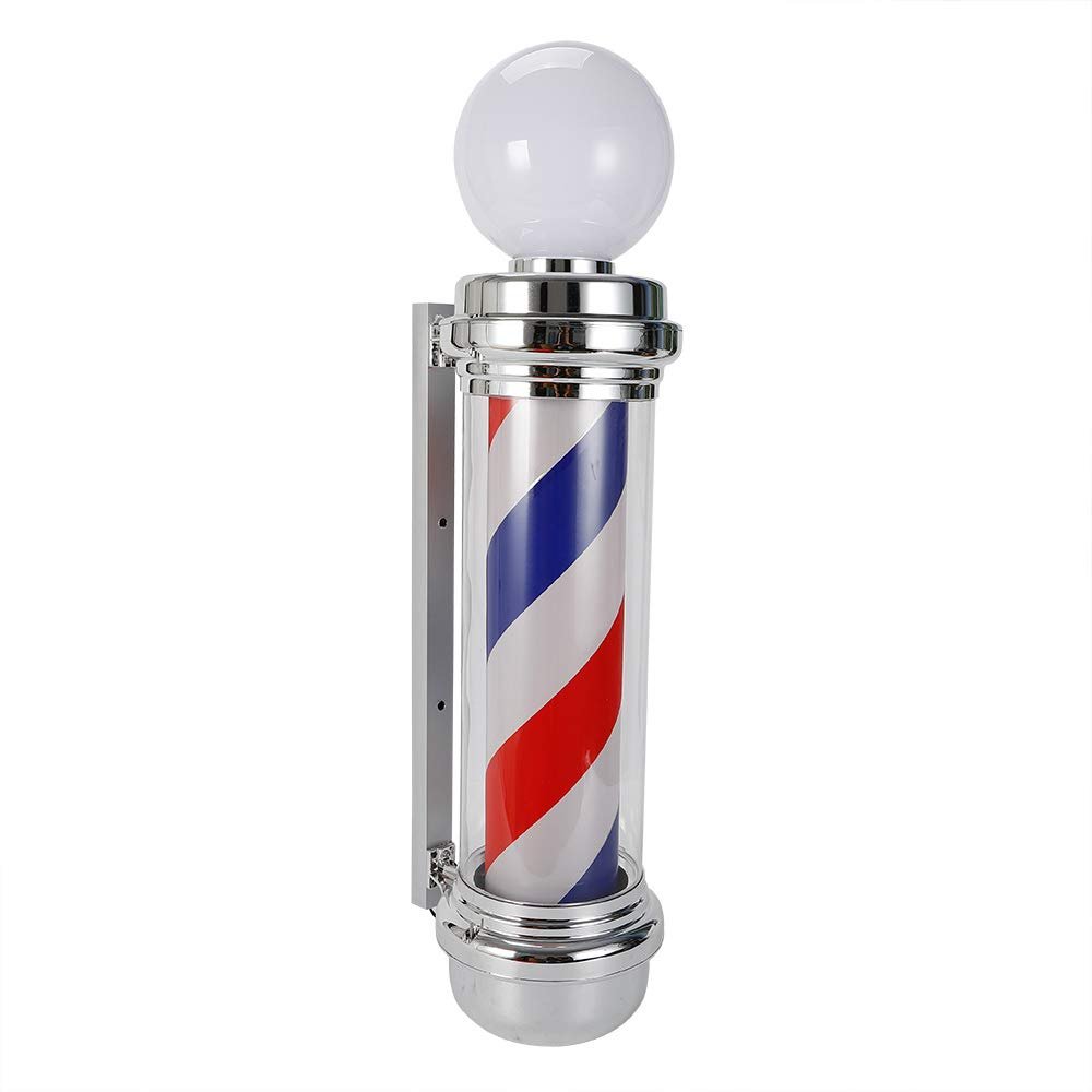 ZGEXING 32" Barber Shop Pole Rotating Light, LED Pole Light Hair Salon Sign Red White Blue Barber()