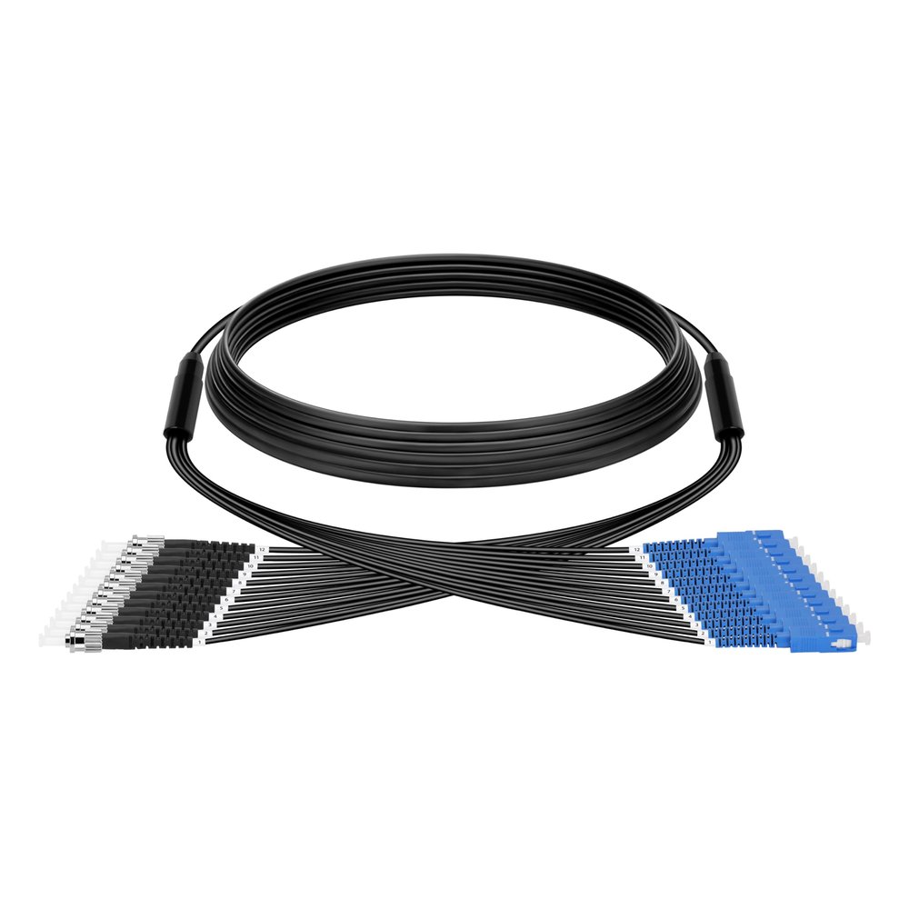 Single Mode Fiber SC to ST 15M/49FT,TPU Outdoor Fiber Optic Cable Simplex OS2 9/125um Armored Fiber Patch Cable OD-6mm,UPC 12 Core Fiber Optic Internet Cable