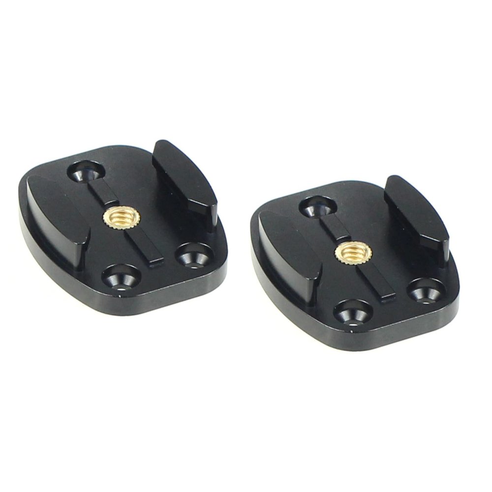 BGNing CNC Aluminum Flat Surface Mount w/Tripod cam Adapter (Black) Compatible with GoPro Hero3/3+/4/5/6/7/8/9/MAX, Insta360 ONE R, Osmo Action (2pcs Brass Screw)