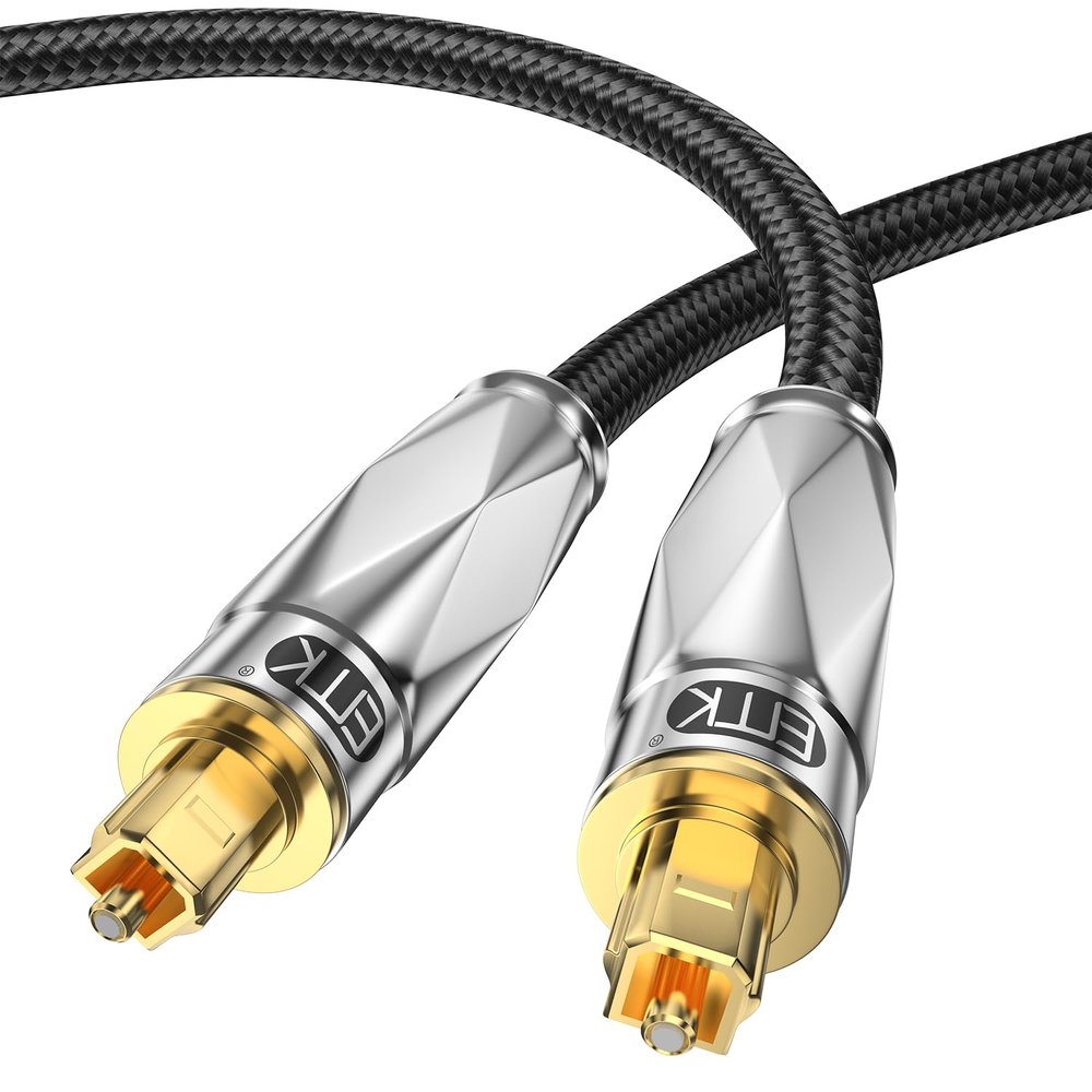 EMK Optical Cable for Soundbar to Tv, Optical Audio Cable Toslink Optical Cable Fibre Optic Cable for Soundbar,TV, Home Theater, DVD Player (16.5Ft/5M)