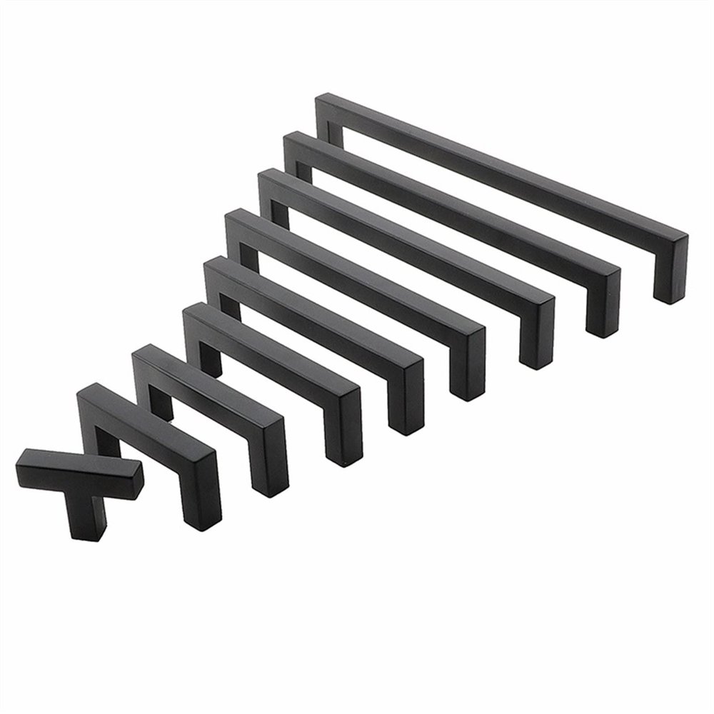 JCAKES Black Cabinet Handle Square Furniture Hardware Stainless Steel Kitchen Door Knobs Cupboard Wardrobe Drawer Pulls 1Pcs