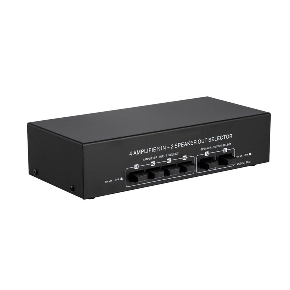 4 in 2 Out Amplifier Passive Switch Selector Speaker Splitter Stereo Switcher Box Selector Switcher Amplifier Speaker Selector