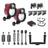 Seafrogs ST-100 PRO Lighting Strobe Kit. Includes 2X ST-100 Pro Strobe, 2X Float Balls, 4X Extension Bars, 2X Optical Fiber Cable, 1x Aluminium Tray for SeaFrogs housing with Fiber Optic Port view 1