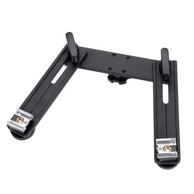 Acouto Aluminum Alloy Camera Bracket Holder Stand with Double Hot Shoe Extension Bar Adjustable Camera Bracket Camera Flash Bracket Flashlight Holder for Camera Flashlight, Acouto37qir20n5k