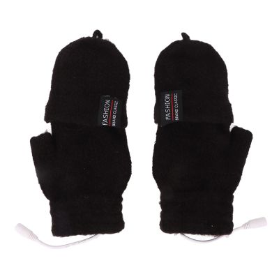 USB Heated Gloves - Electric Half Hand Double Sided Heating for Laptop and Computer, Warm Indoor and Outdoor Winter Gloves(black)