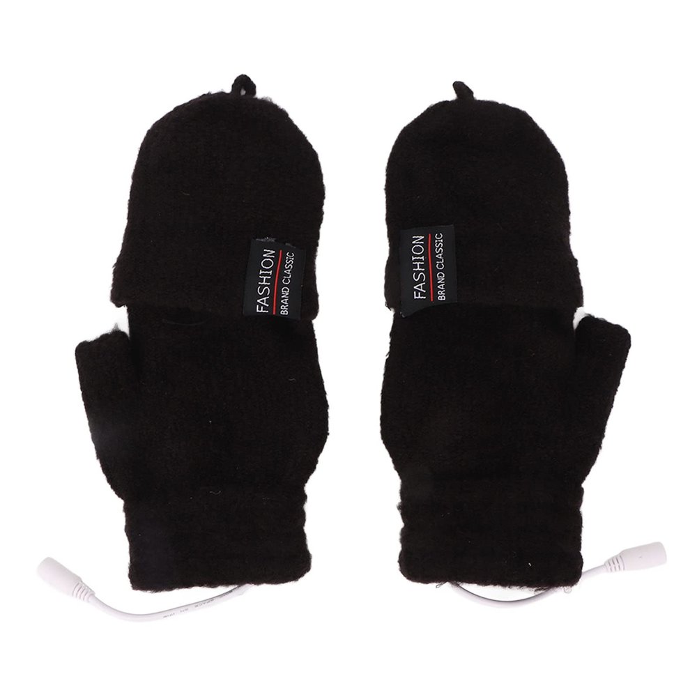 USB Heated Gloves - Electric Half Hand Double Sided Heating for Laptop and Computer, Warm Indoor and Outdoor Winter Gloves(black)