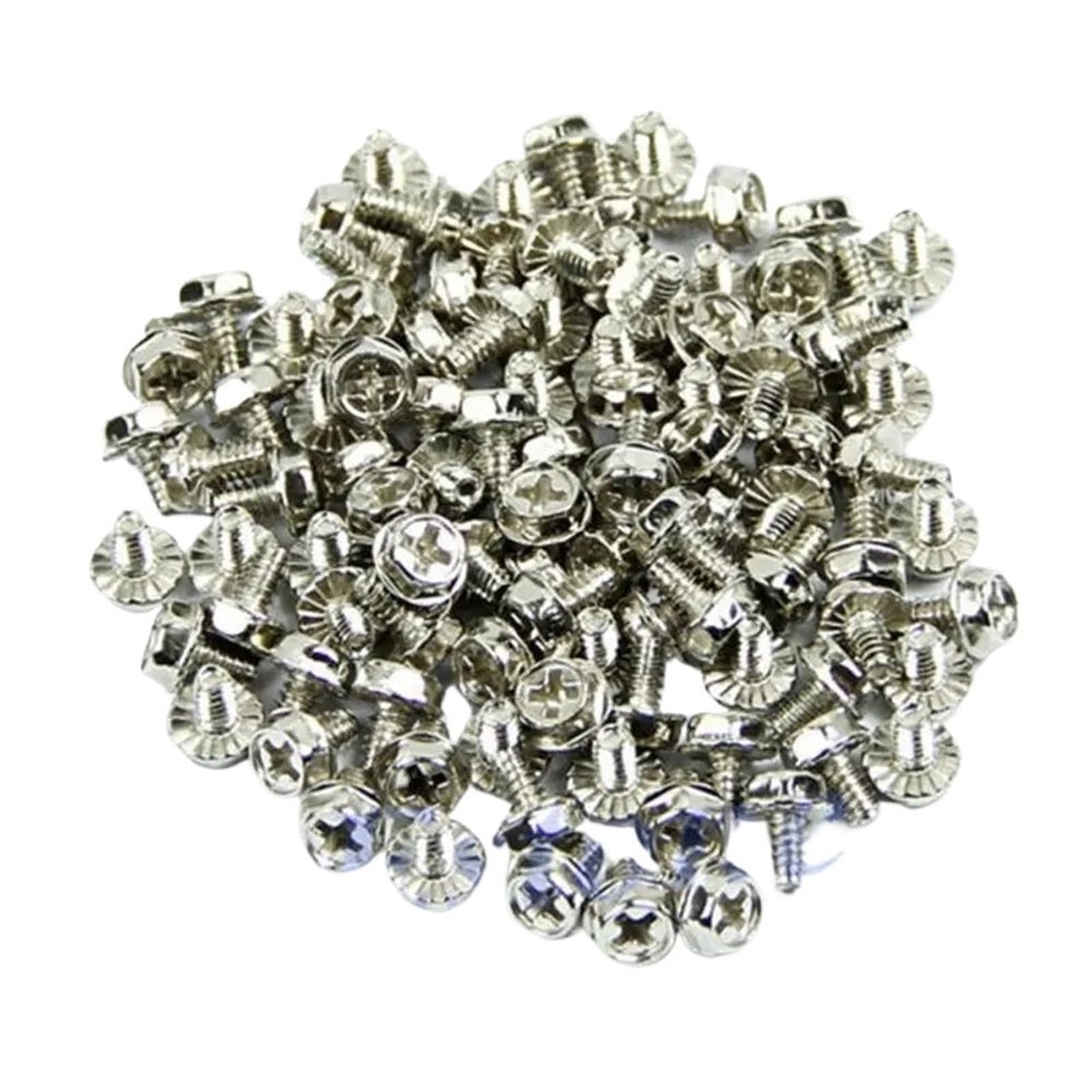 100pcs Toothed Hex 6/32 Computer PC Case Hard Drive Motherboard Mounting Screws