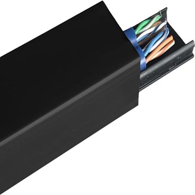 RAKKYO 150cm Long Cord Hider Floor Strip, Metal Cable Cover for Indoor Outdoor Wall Tv Speaker Wires Power Cords, Cable Hider Low Profile Wire Management (Color : Black, Size : Width 35mm)