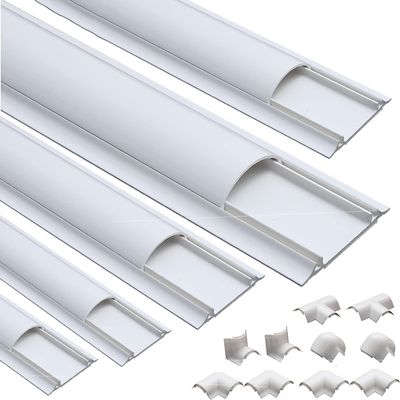 RAKKYO Half Round Wire Management, Large Wide Cable Cover White PVC Plastic, Computer Screen Phone Charger Cord Track, Office Warehouses Events Exhibitions, 197 inch Long Weatherproof No Trip (Size :