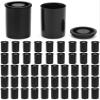 QWORK Film Canisters with Lids, 50 Pcs Plastic Camera Reel Containers 8 OZ, for Scientific Activity Small Accessories, Black view 1
