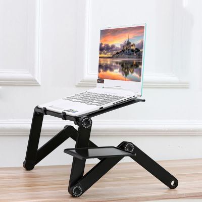 Adjustable Folding Computer Stand Lazy Dormitory Office Bed Aluminum Alloy Laptop Desk with Fan Portable