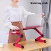 Adjustable Folding Computer Stand Lazy Dormitory Office Bed Aluminum Alloy Laptop Desk with Fan Portable view 3
