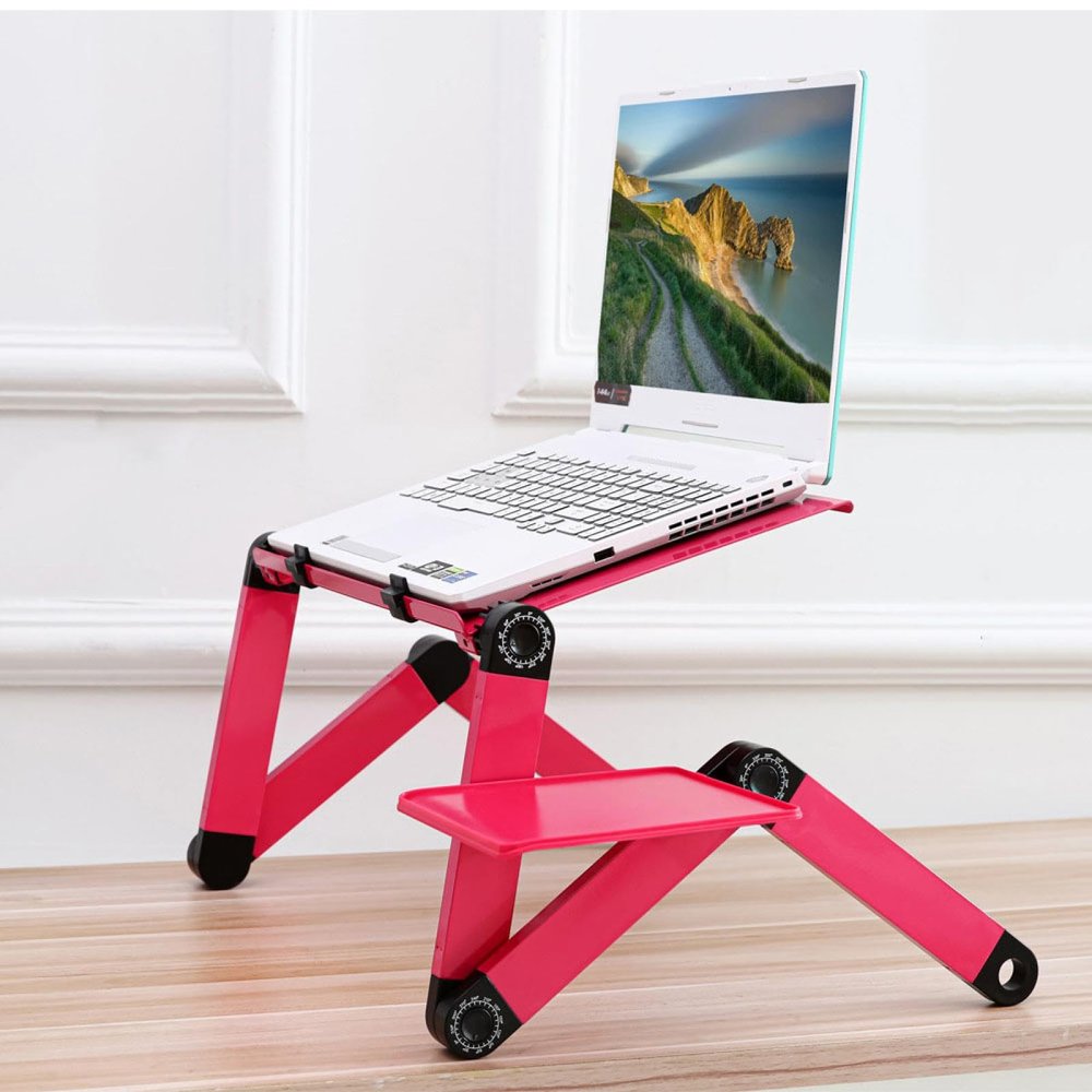 Adjustable Folding Computer Stand Lazy Dormitory Office Bed Aluminum Alloy Laptop Desk with Fan Portable