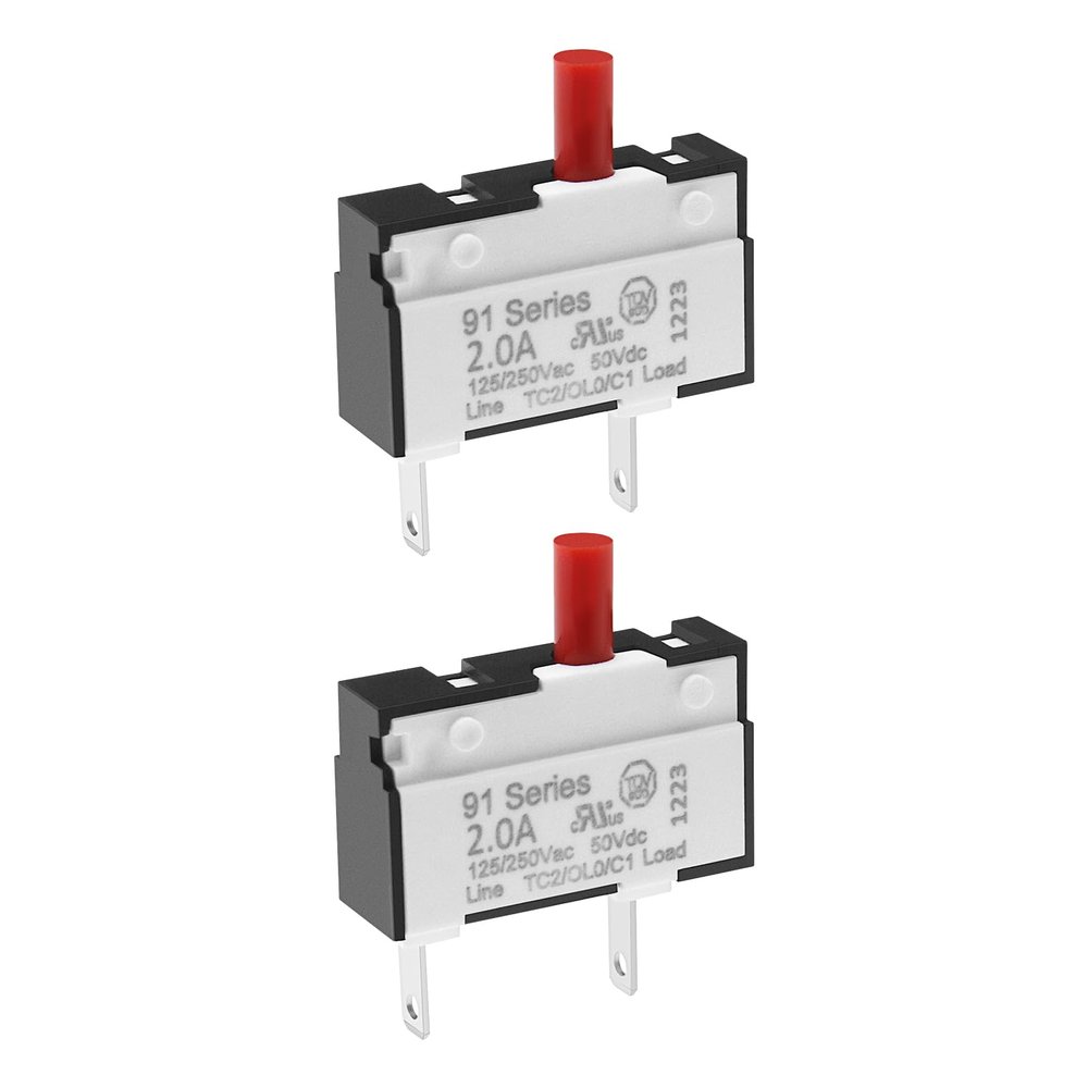 Create idea 2pcs Circuit Overload Protection Switch Manual Reset Switch Push-to-Reset Thermal Circuit Breaker Switch 914266-01 2A 125/250V Compatible with Dyson DC25