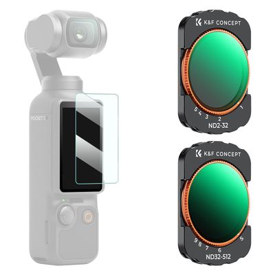 K&F Concept Adjustable Magnetic ND Filters Set for DJI Osmo Pocket 3 Creator Combo, Adjustable ND Filters 1-5 Stops + 6-9 Stops Set