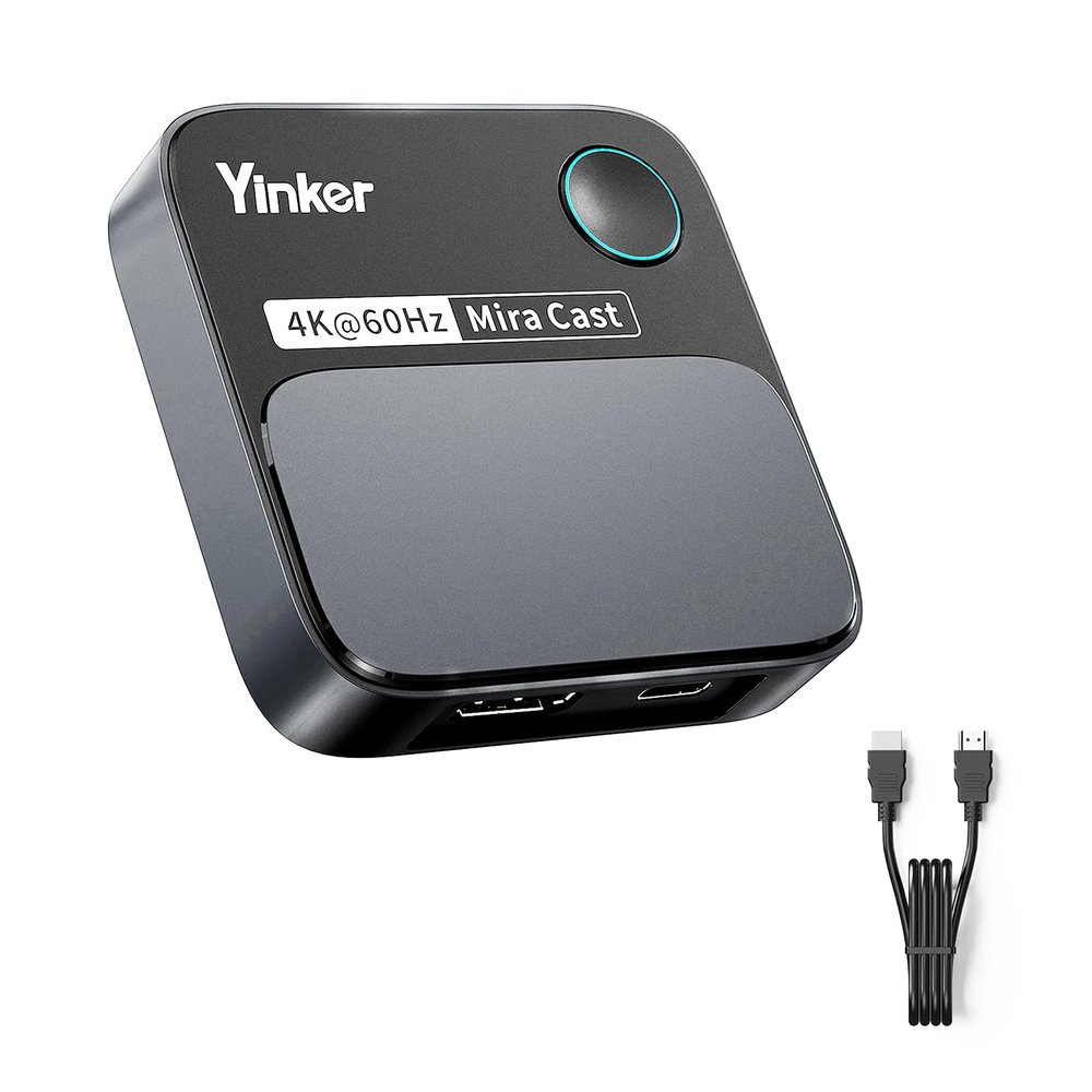 Yinker 4K60Hz HDMI Wireless Display Dongle Adapter, 2.4G/5G Miracast Screen Mirroring Receiver Adapter for iOS, MacOS, Android, Windows, Compatible Miracast, Airplay, DLNA - Landscape or Portrait