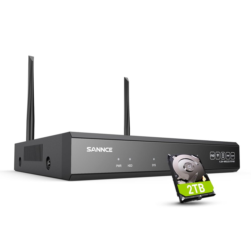 SANNCE 10CH 5MP NVR All-in-One Wireless CCTV Security Camera System with 2TB HDD Waterproof Surveillance IP Camera System,Plug an Play,Enhance Signal,P2P,Snapshot Email Alert & APP Push