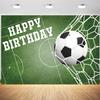 12x8ft Soccer Happy Birthday Backdrop Boy Party Green Grass Photography Background Birthday Football Field Banner Cake Table Decorations Supplies Photo Booth Props view 1