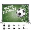 12x8ft Soccer Happy Birthday Backdrop Boy Party Green Grass Photography Background Birthday Football Field Banner Cake Table Decorations Supplies Photo Booth Props view 2