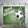 12x8ft Soccer Happy Birthday Backdrop Boy Party Green Grass Photography Background Birthday Football Field Banner Cake Table Decorations Supplies Photo Booth Props view 3