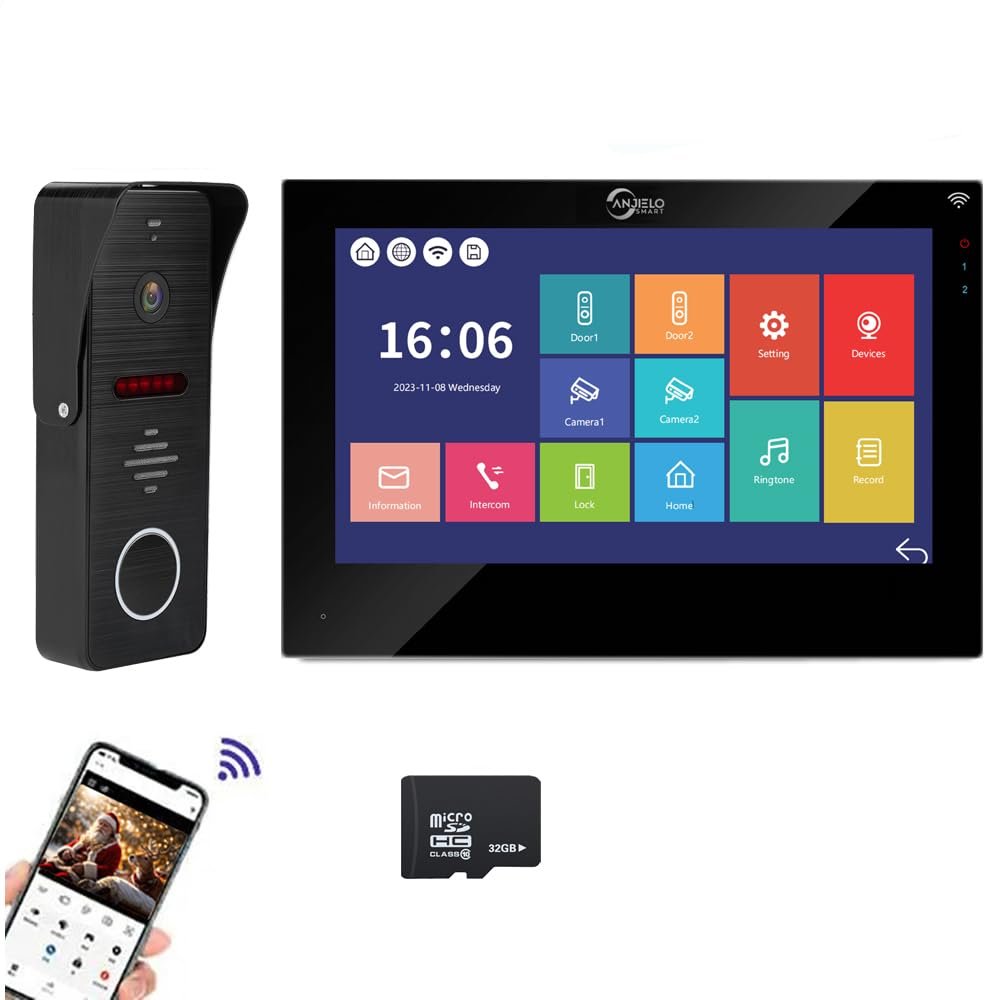 1080P Video Apartment Door Phone Kit,7 Inch Full Touch Monitor(Wired),WiFi Doorbell Smart Home Intercom System Support Unlock Record Motion Detected,Tuya 32G