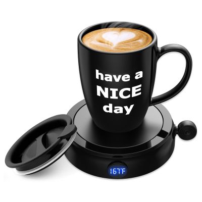 Mug Warmer with Mug, Coffee Cup Warmer with Auto Shut Off, Smart Coffee Mug Warmer with 4 Temp Settings, LCD Display, Coffee Warmer for Desk, Office, Birthday (Heating pad+Cup)