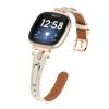 Compatible with Fitbit Versa 4Sense 2 Band Women Men,Adjustable Rose Gold Headband Leather Sport Band,Compatible with Fitbit Versa 3Sense bands for women men (Versa3/Sense, Apricot) view 1