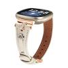 Compatible with Fitbit Versa 4Sense 2 Band Women Men,Adjustable Rose Gold Headband Leather Sport Band,Compatible with Fitbit Versa 3Sense bands for women men (Versa3/Sense, Apricot) view 2