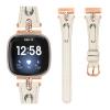 Compatible with Fitbit Versa 4Sense 2 Band Women Men,Adjustable Rose Gold Headband Leather Sport Band,Compatible with Fitbit Versa 3Sense bands for women men (Versa3/Sense, Apricot) view 3